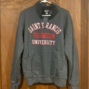 Women’s partial zip long sleeve sweatshirt from St Francis University.